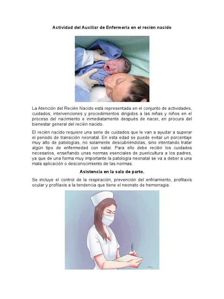 Actividad Del Auxiliar De Enfermeria En El Recién Nacido Pdf