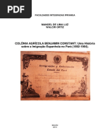 Colônia Agrícola Benjamin Constant- Uma História Sobre a Imigração Espanhola No Pará (1892 - 1964)