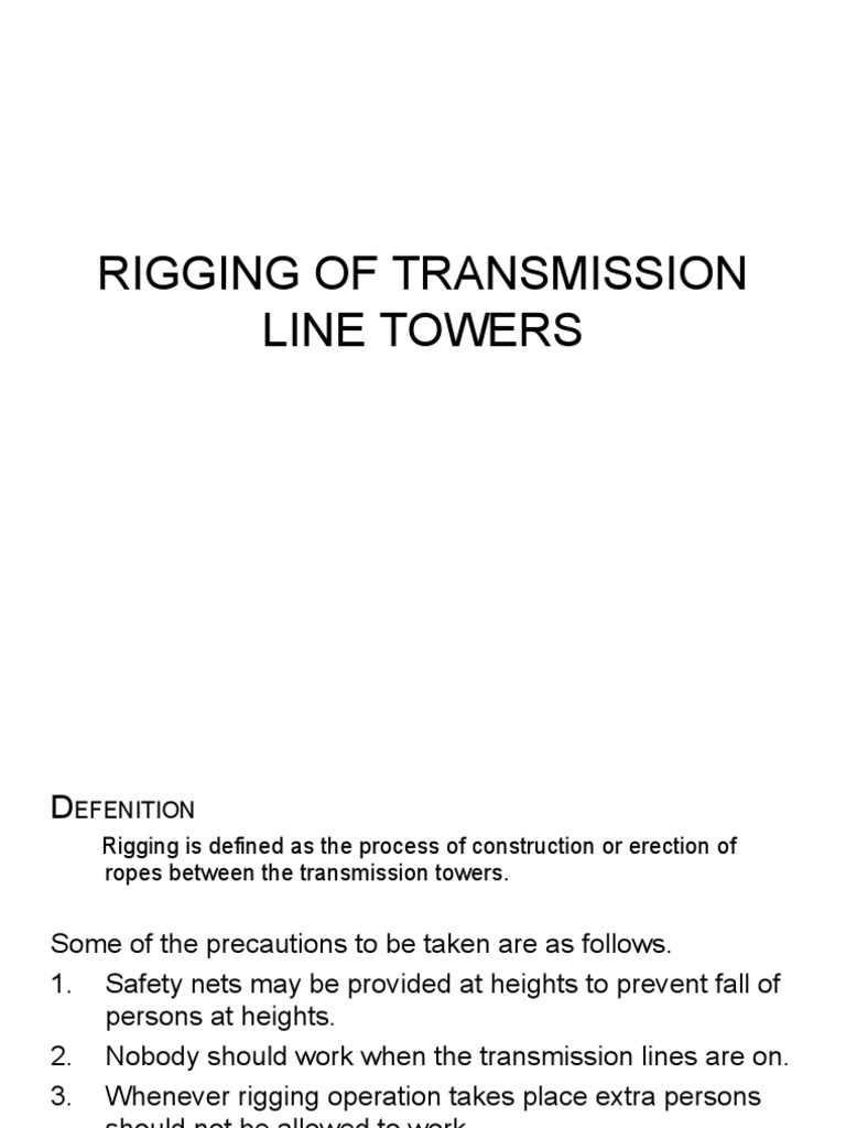 Rigging Procedures for Transmission Towers | PDF