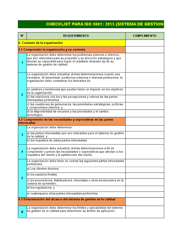 Audit Check List Iso 9001 2015 Iso9001new Gambaran Riset