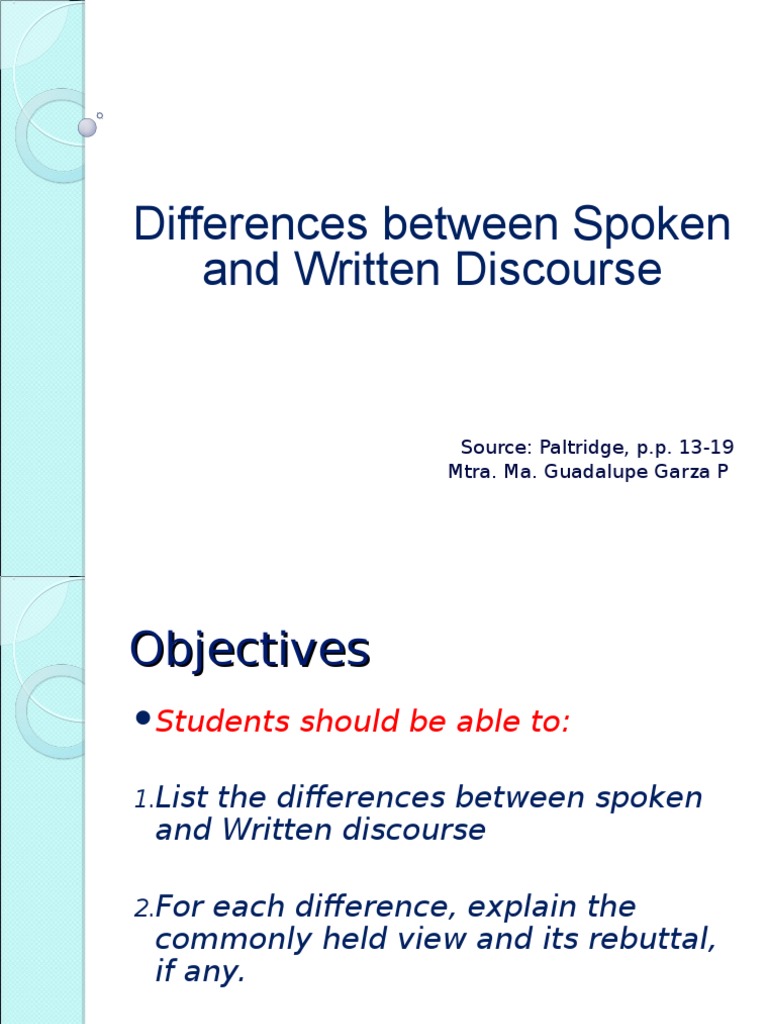 Spoken vs Written Discourse Differences | PDF | Clause | Word
