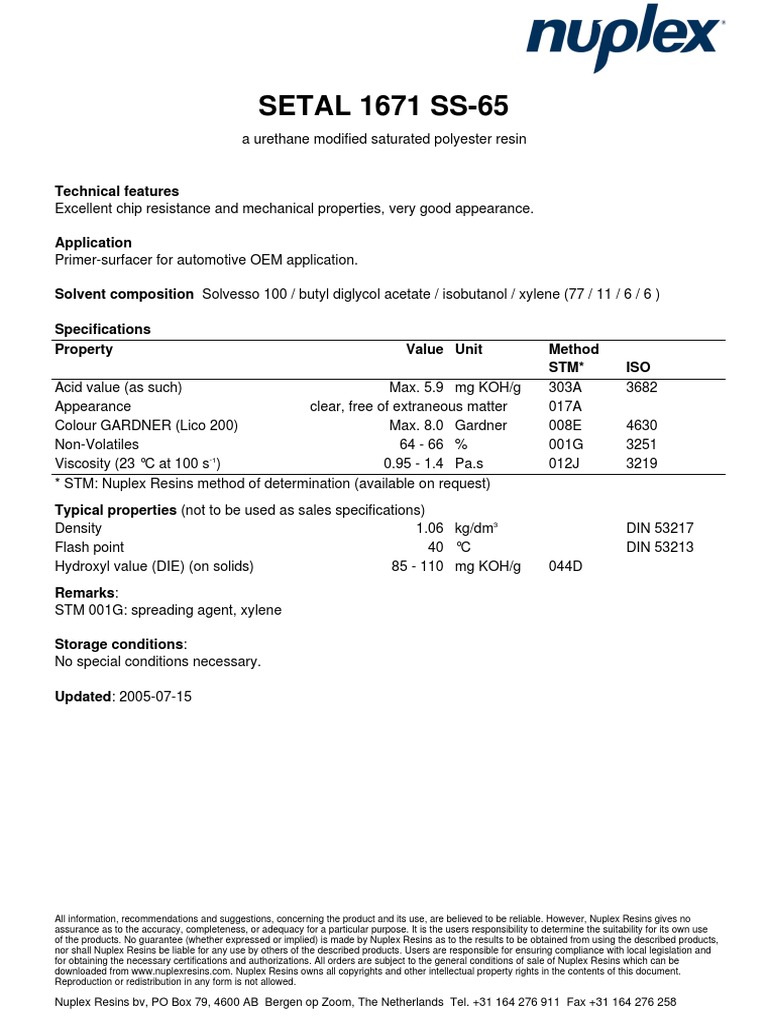 Setal 1671 SS-65 Tds | PDF