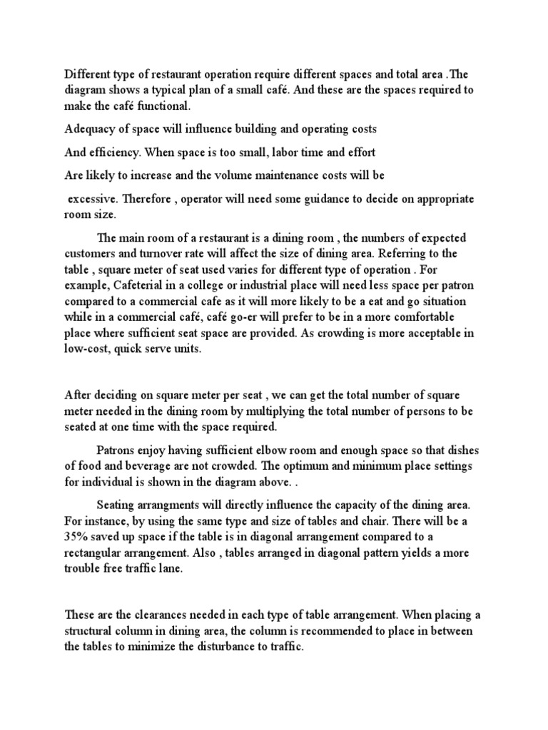 Café and Restaurants Dining Area Requirements PDF Restaurants