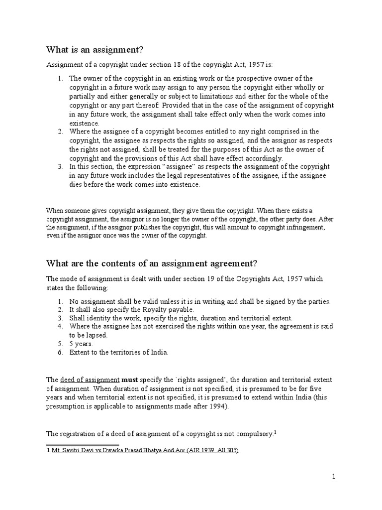 Copyright assignment agreement for artwork picture
