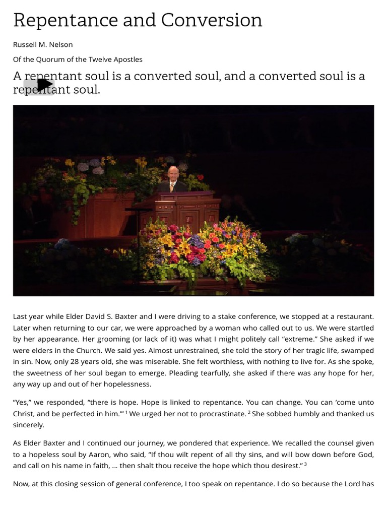 Repentance and Conversion - Russell M. Nelson | PDF | Repentance ...