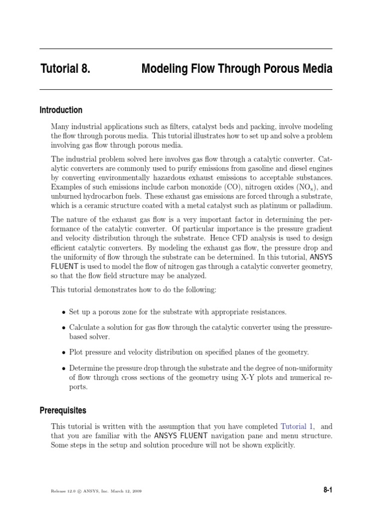 ANSYS Fluent Tutorial: Porous Media Flow | PDF