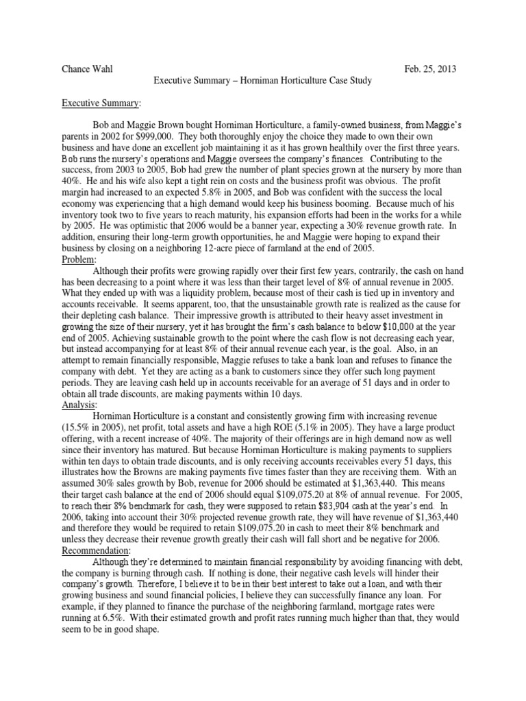 Executive summary sample for proposal picture