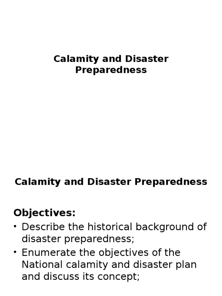 Calamity and Disaster Preparedness Emergency Management Disaster