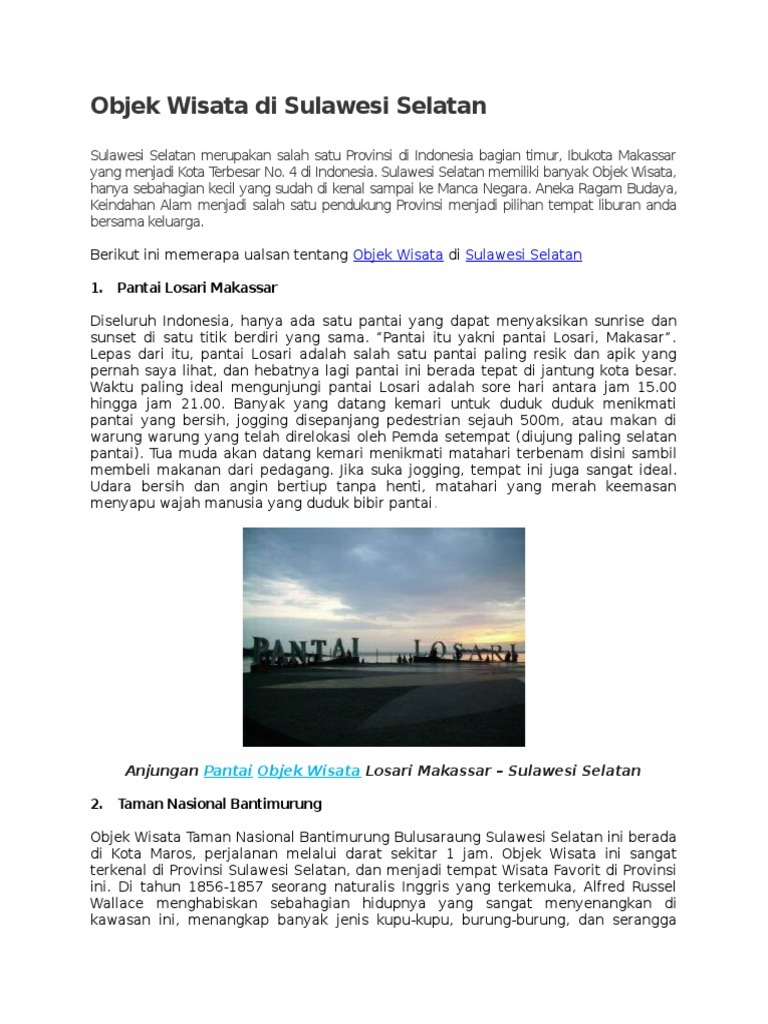 Objek Wisata Di Sulawesi Selatan Ok