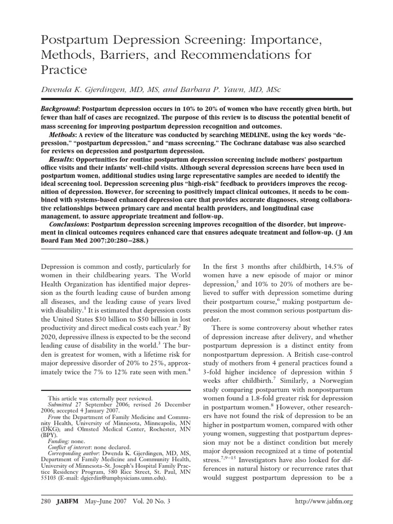 Postpartum Depression Screening Insights | PDF | Postpartum Depression ...