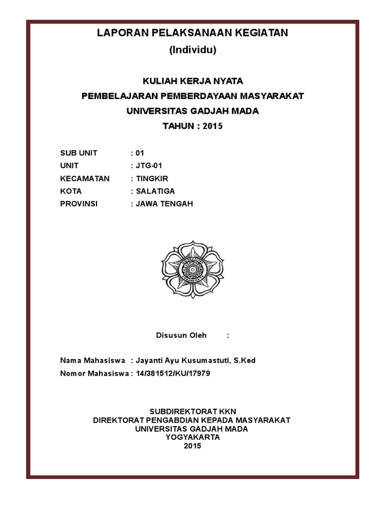 Contoh Laporan Perencanaan Kegiatan