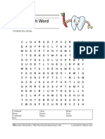 Dental Health Word Search: Name: Date