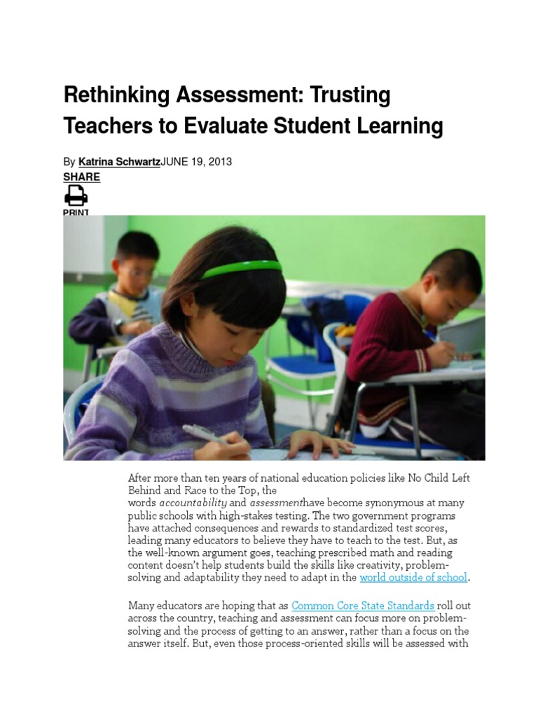 Rethinking Assessment | Download Free PDF | Standardized Tests ...