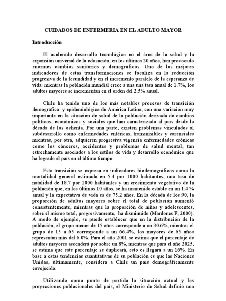Cuidados de Enfermería en Adultos Mayores | PDF | Adultos | Enfermería