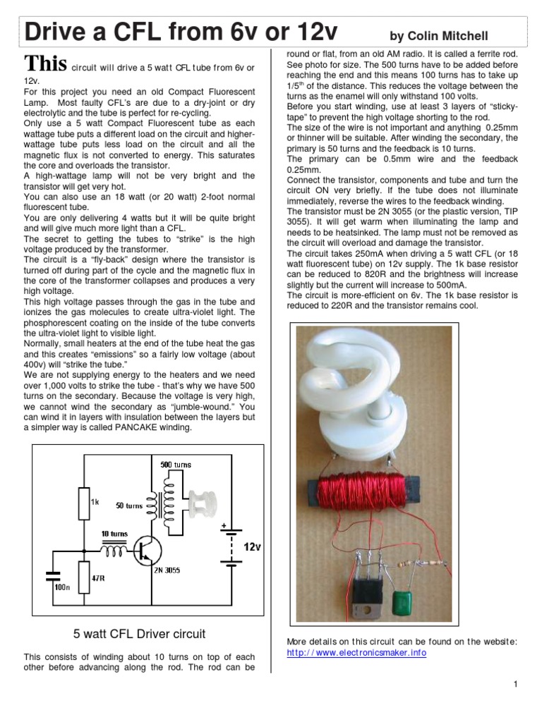5W CFL Driver Circuit Guide | PDF | Vacuum Tube | Fluorescent Lamp