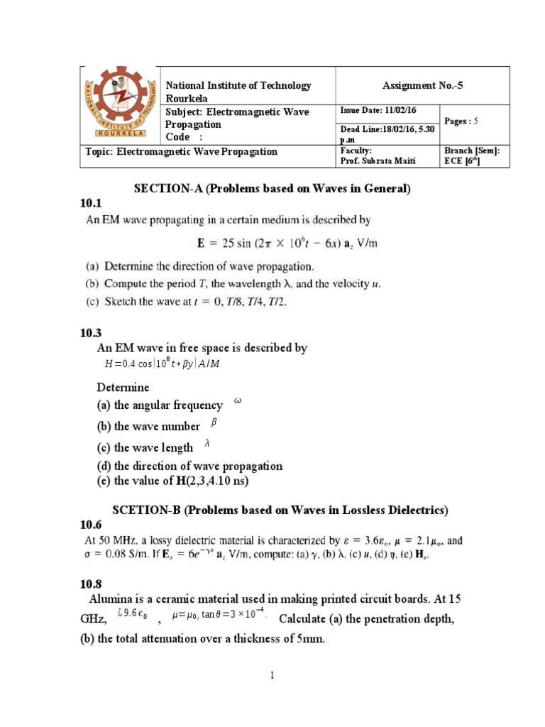 Electromagnetic Wave Propagation Analysis | PDF | Waves | Amplitude