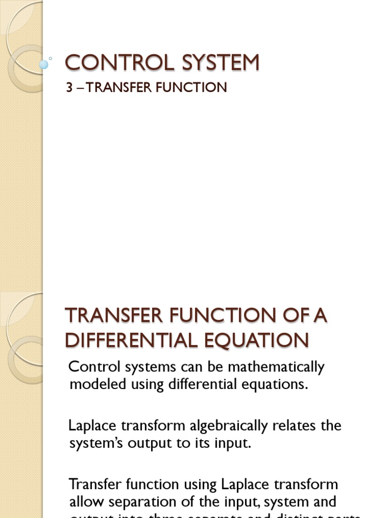 Transfer Functions in Control Systems | PDF