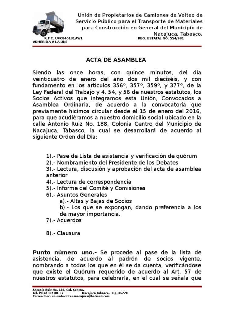 Acta de Asamblea Ordinaria 24 01