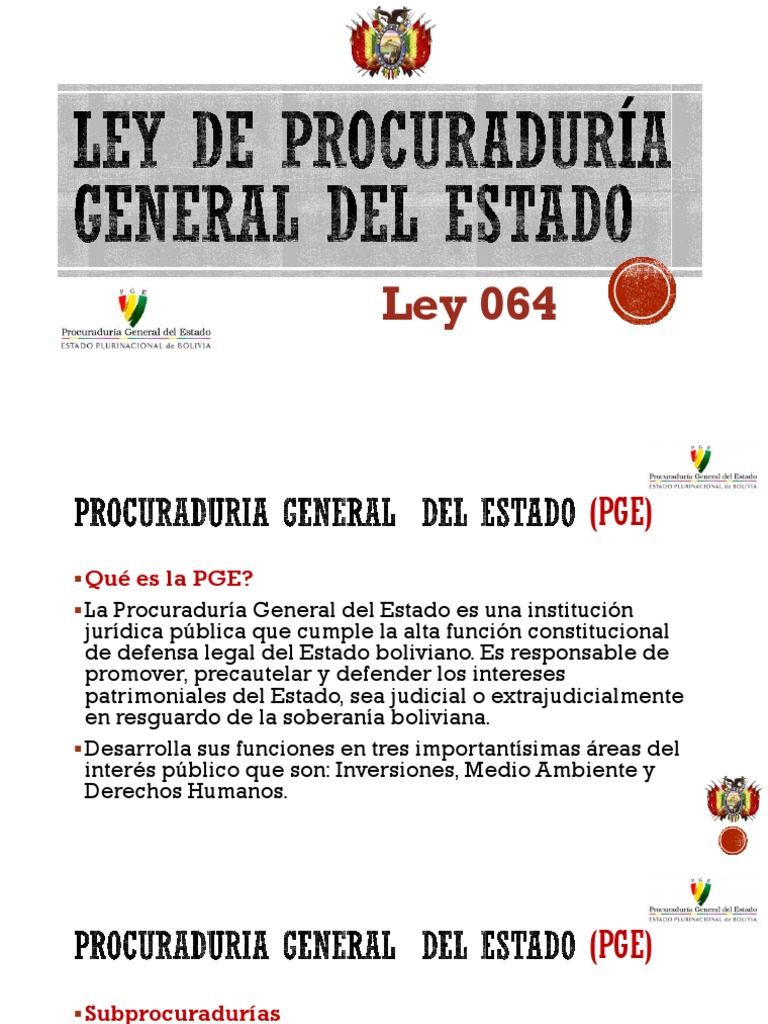 Ley de Procuraduría General Del Estado (LEY 064) PDF Ley