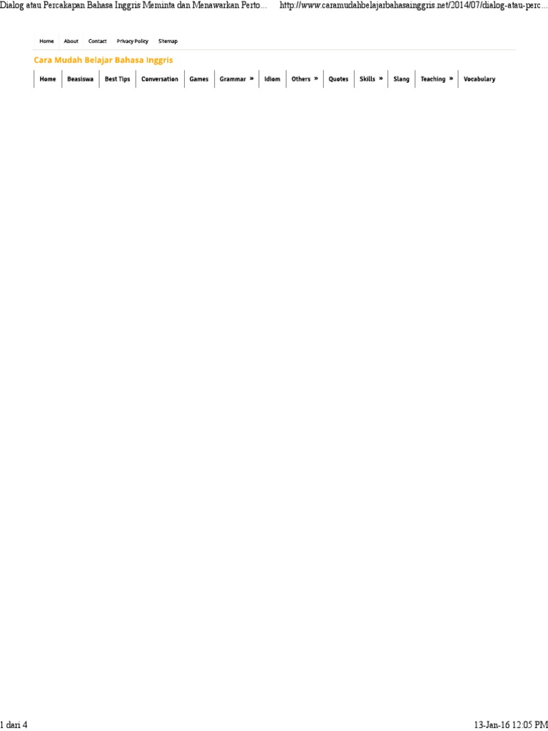 Dialog Atau Percakapan Bahasa Inggris Meminta Dan Menawarkan