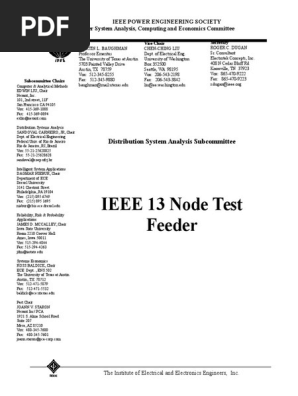 Ieee 13 Node Test Feeder Electricity Physics Mathematics