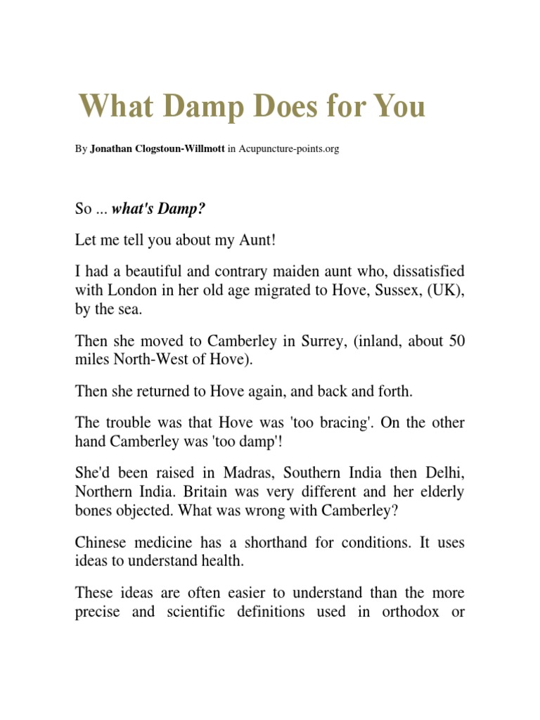 What Damp Does For You PDF Homeopathy Traditional Chinese Medicine