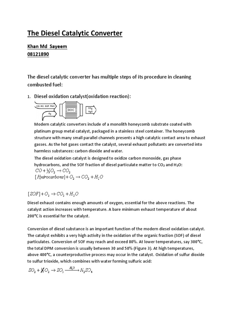 The Diesel Catalytic Converter PDF Catalysis Exhaust Gas