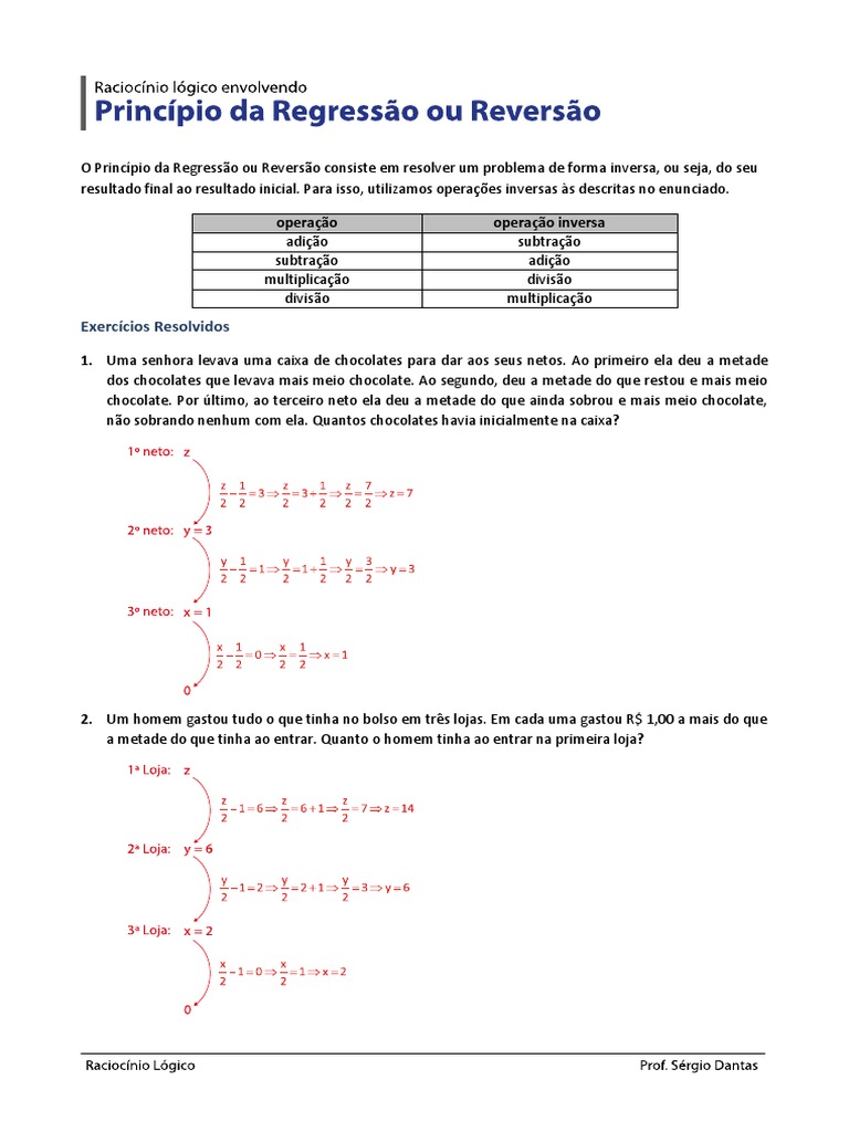 Principio Da Regressão Ou Reversao | PDF | Chocolate | Ensino de Matemática