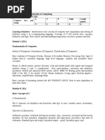 Introduction To Computing (CSEN1201) Syllabus