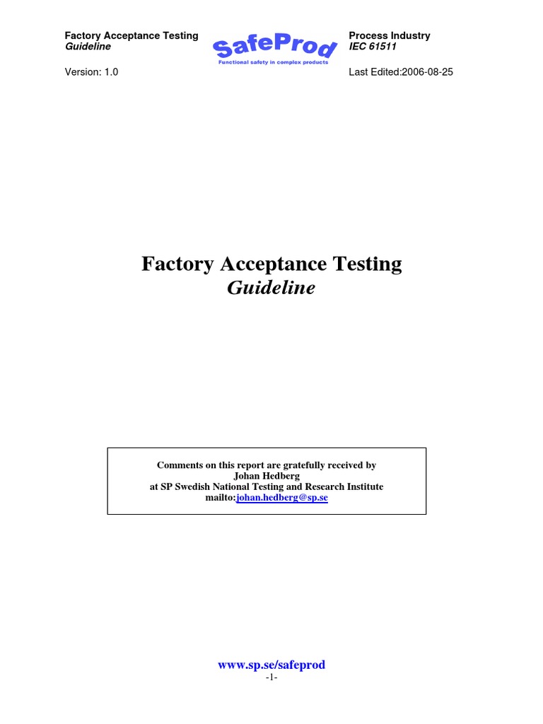 Factory Acceptance Testing Guideline Process | PDF | Systems ...