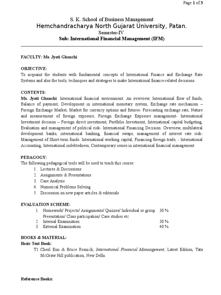 International Financial Management Course | PDF | Foreign Exchange ...