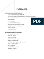 Emperador: General Administrative Expenses