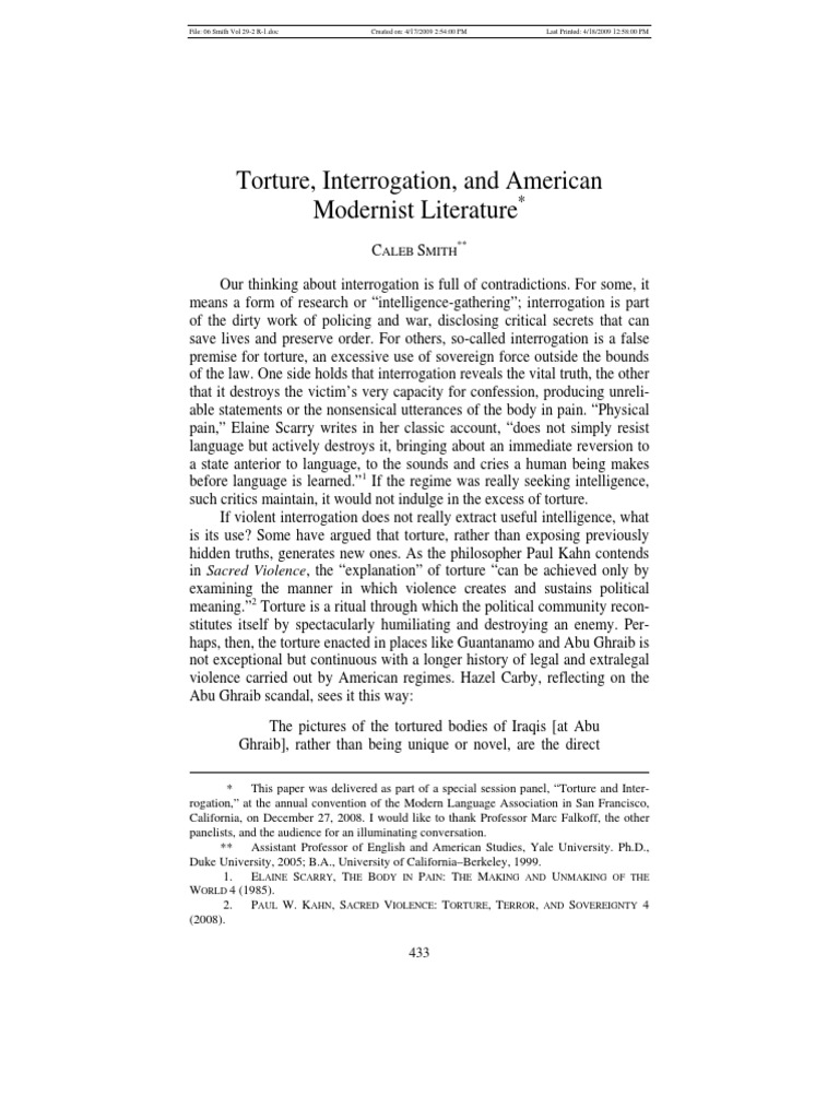 Torture and Interrogation in Modernism | PDF | Torture | Interrogation