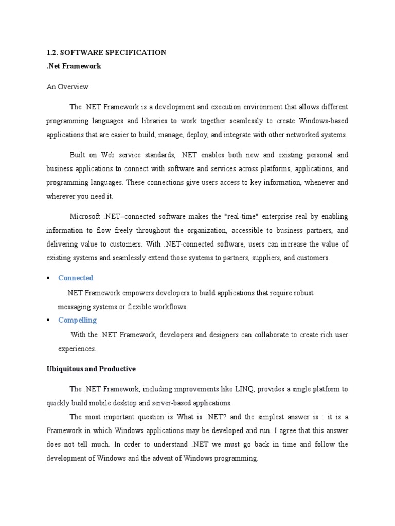 1.2. Software Specification: Connected | PDF | Microsoft Sql Server ...