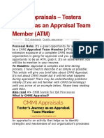 CMMI Appraisals – Testers Journey as an Appraisal Team Member