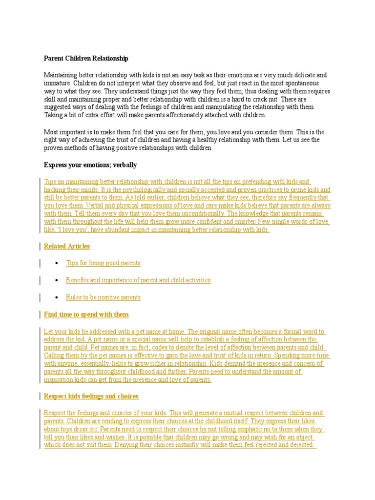 Building Strong Parent-Child Bonds | PDF | Parenting | Relationships