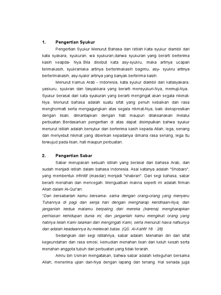 Pengertian Syukur Menurut Bahasa Dan Istilah