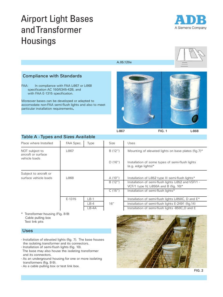 Installation and Uses of Airport Lighting Bases and Transformer