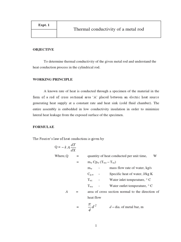 Thermal Conductivity of Metal Rod Experiment | PDF | Science & Mathematics