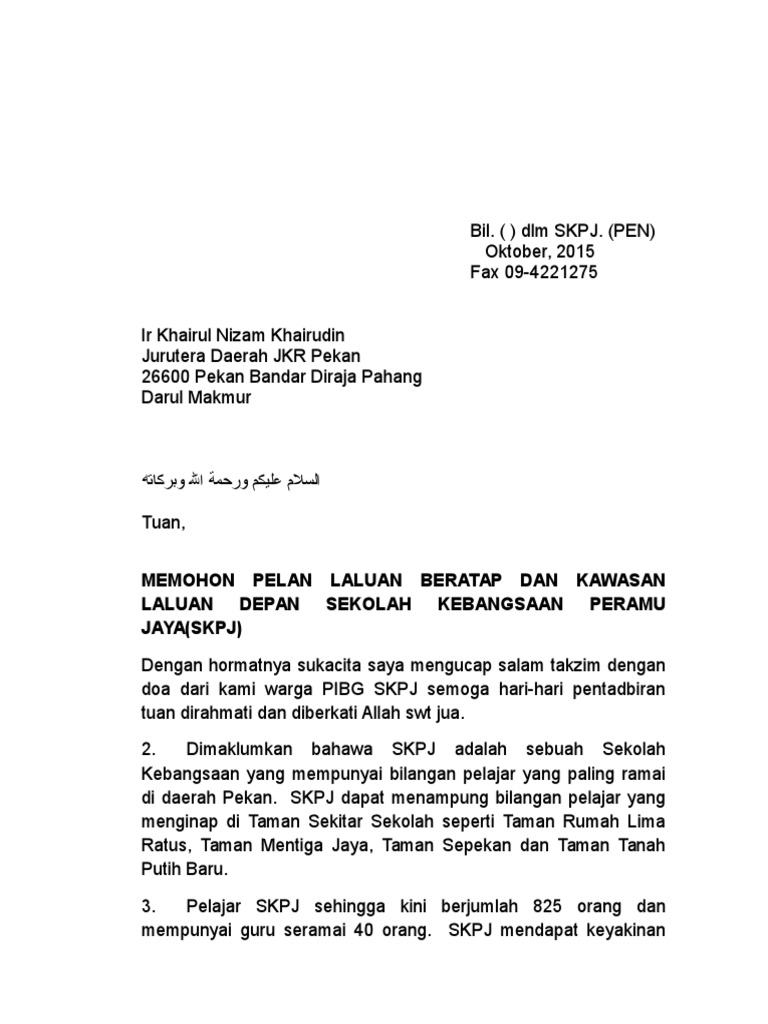 Surat Permohonan Jkr