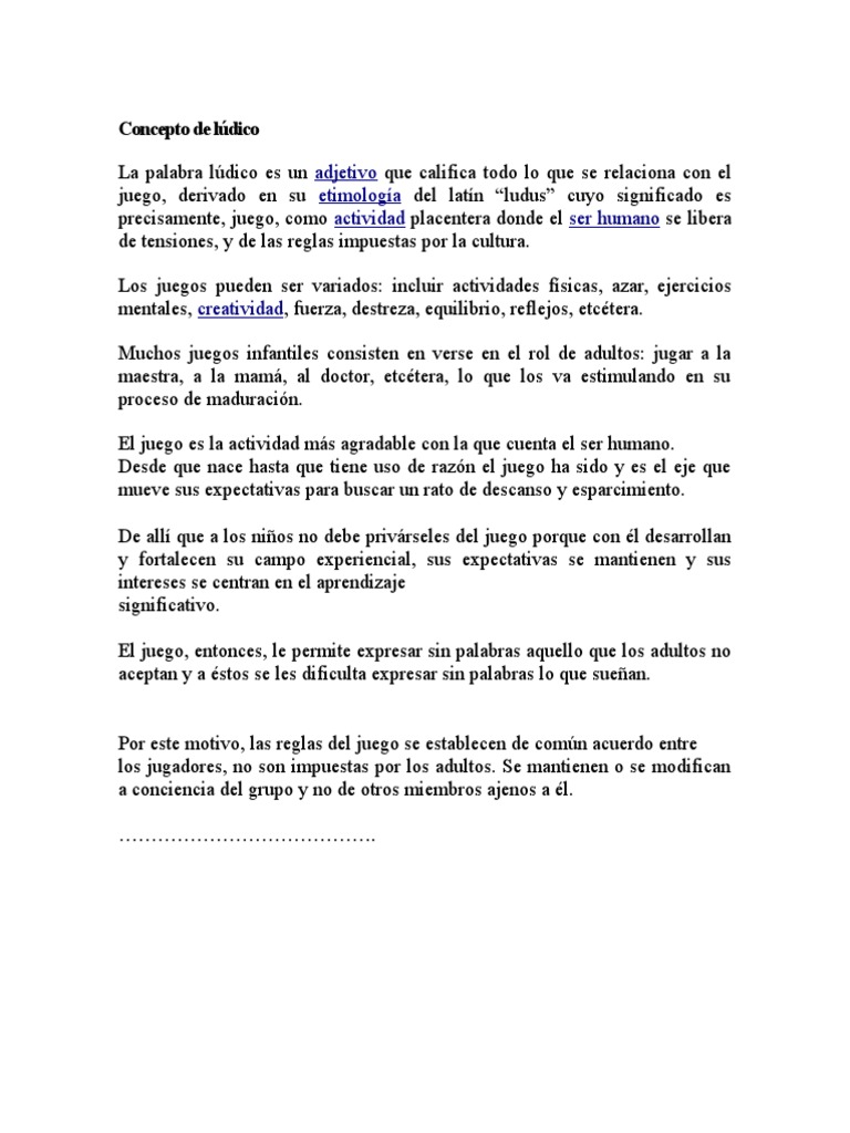 Concepto De Ludico Pdf Creatividad Aprendizaje