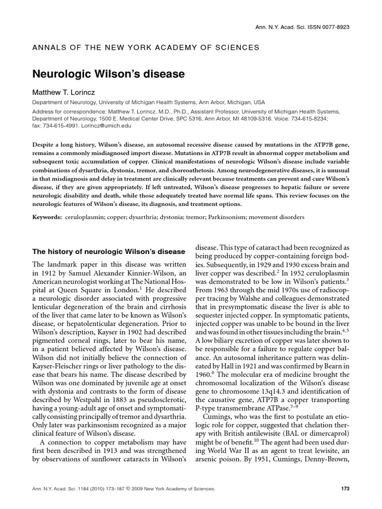 Neurologic Wilson Disease | PDF | Dystonia | Medical Diagnosis