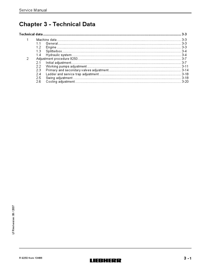 Chapter 3 - Technical Data: Service Manual | PDF