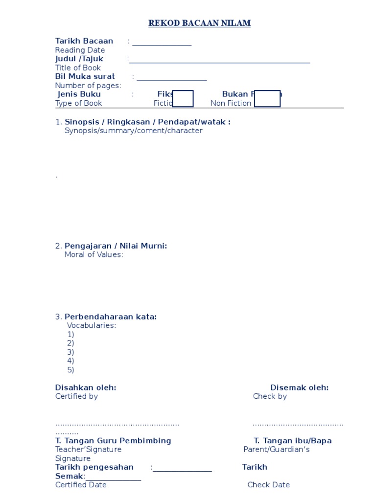 Buku Rekod Nilam BM | PDF