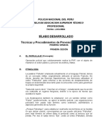 Silabus Desarrollado de Tecnicas y Procedimientos de Prevencion Patrullaje