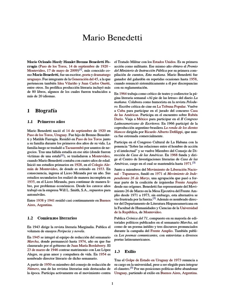 Mario Benedetti | PDF | Personas