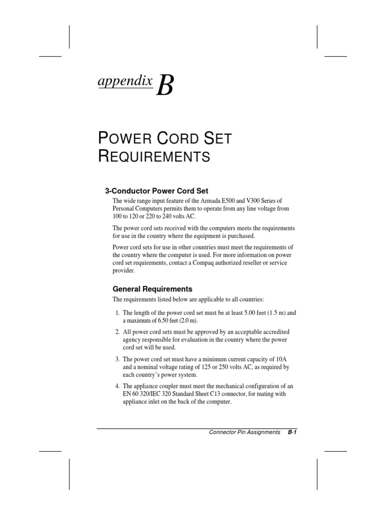 Power Cord Set Requirements by Country | PDF