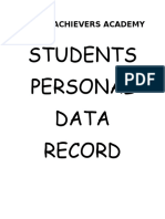 Students Personal Data Record: Young Achievers Academy