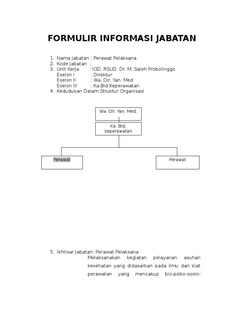 ANJAB PERAWAT PELAKSANA