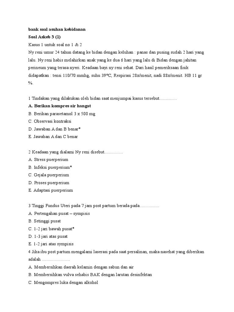 Bank Soal Asuhan Kebidanan Jihan
